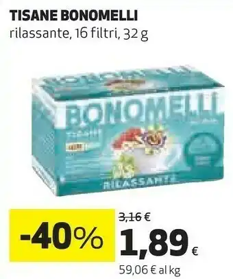 Coop Bonomelli - tisana rilassante con camomilla, biancospino, passiflora ed estratto di valeriana le tisane offerta