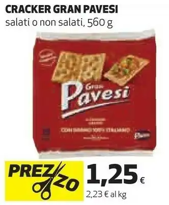 Coop Gran pavesi crackers a ridotto contenuto di grassi 560 g(ml) offerta