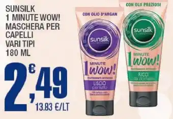 Splendidi e Splendenti SUNSILK 1 MINUTE WOW! MASCHERA PER CAPELLI VARI TIPI 180 ML offerta