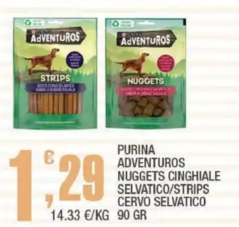 Splendidi e Splendenti PURINA ADVENTUROS NUGGETS CINGHIALE SELVATICO/STRIPS CERVO SELVATICO 90 gr offerta