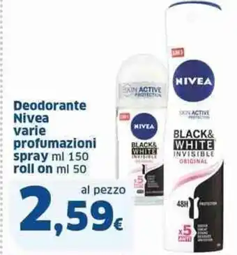 Sigma Deodorante Nivea varie profumazioni spray ml 150 roll on ml 50 offerta