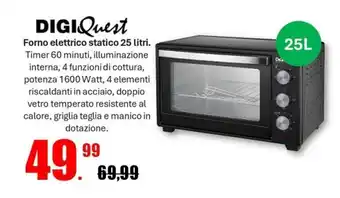 MEGA DIGIQuest Forno elettrico statico 25 litri. offerta