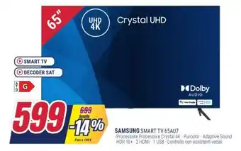 Trony SAMSUNG SMART TV 65AU7 offerta