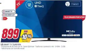 Trony LG SMART TV 75UR81006 offerta