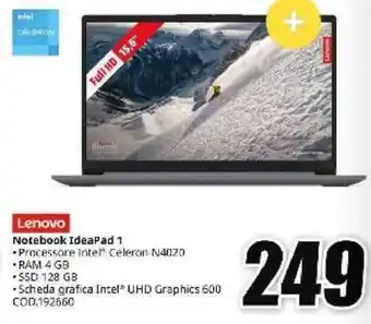 MediaWorld Lenovo Notebook IdeaPad 1 offerta