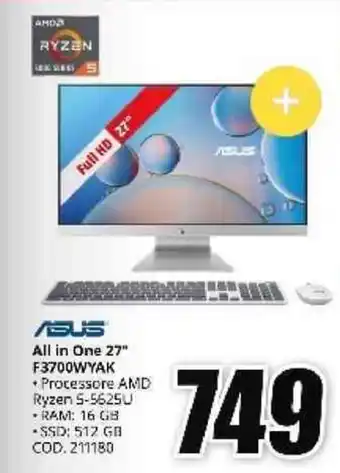 MediaWorld ASUS All in One 27" F3700WYAK offerta