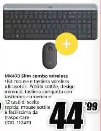 MediaWorld Logitech MK470 Slim combo wireless offerta