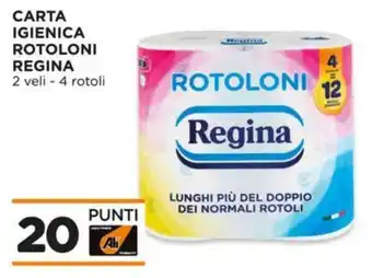 Alì Supermercati CARTA IGIENICA ROTOLONI REGINA 2 veli - 4 rotoli offerta