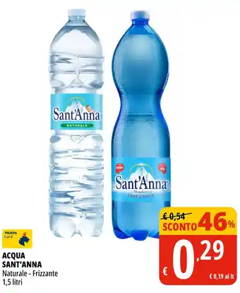 Tigros ACQUA SANT'ANNA Naturale - Frizzante 1,5 litri offerta