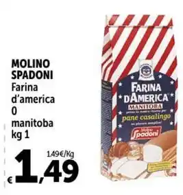 Carrefour Market MOLINO SPADONI Farina d'america manitoba kg 1 offerta