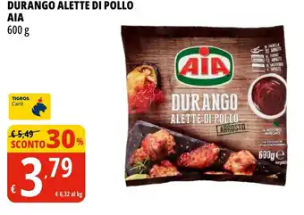 Tigros DURANGO ALETTE DI POLLO AIA 600 g offerta