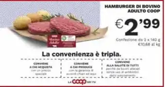 Ipercoop HAMBURGER DI BOVINO ADULTO COOP offerta