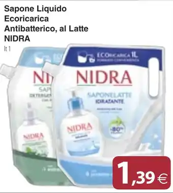 Docks Market Sapone Liquido Ecoricarica Antibatterico, al Latte NIDRA offerta