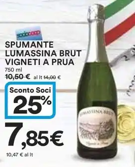 Ipercoop SPUMANTE LUMASSINA BRUT VIGNETI A PRUA 750 ml offerta