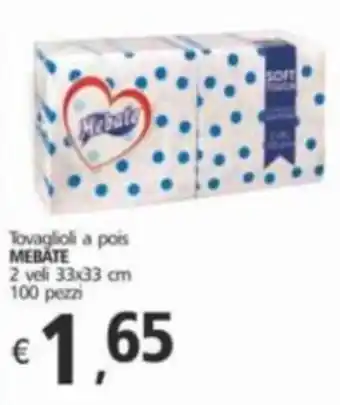 Alter Discount Tovaglioli a pois MEBATE 2 veli 33x33 cm 100 pezzi offerta