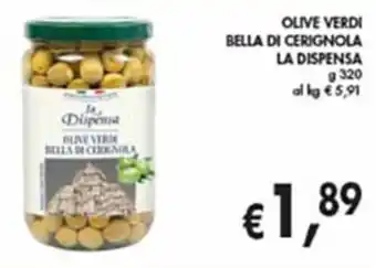 D'Italy OLIVE VERDI BELLA DI CERIGNOLA LA DISPENSA G 320 offerta