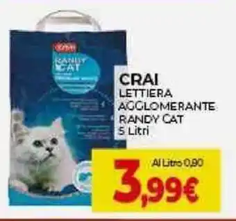 Crai CRAI LETTIERA AGGLOMERANTE RANDY CAT 5 Litri offerta