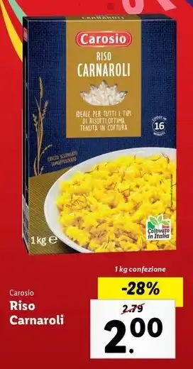 Lidl Carosio Riso Carnaroli 1 kg confezione offerta