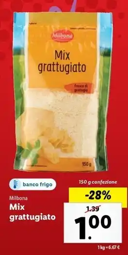 Lidl Milbona Mix grattugiato offerta