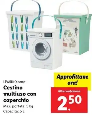 Lidl LIVARNO home Cestino multiuso con coperchio offerta