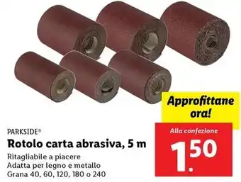 Lidl PARKSIDE Rotolo carta abrasiva, 5 m offerta