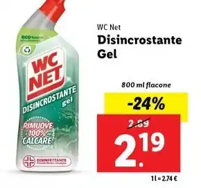 Lidl WC NET Disincrostante Gel 800 ml flacone offerta