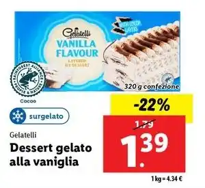 Lidl Gelatelli Dessert gelato alla vaniglia 320 g confezione offerta