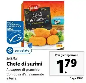 Lidl Sol&Mar Chele di surimi 250 g confezione offerta