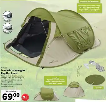 Lidl Rocktrail Tenda da campeggio Pop Up, 3 posti offerta