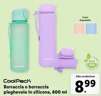 Lidl Borraccia o borraccia pieghevole in silicone, 600 ml offerta