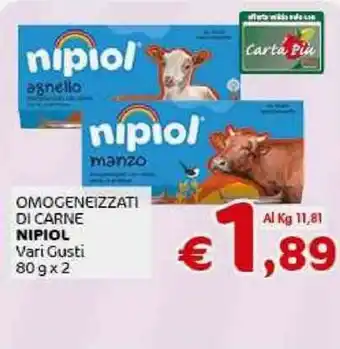 Crai OMOGENEIZZATI DI CARNE NIPIOL Vari Gusti 80gx2 offerta