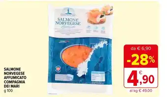 Iperal SALMONE NORVEGESE AFFUMICATO COMPAGNIA DEI MARI g 100 offerta