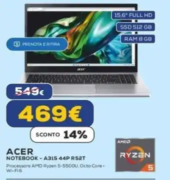 Euronics ACER NOTEBOOK-A315 44P R52T offerta