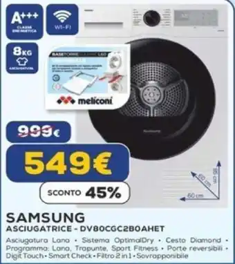 Euronics SAMSUNG ASCIUGATRICE - DV80CGC2B0AHET offerta