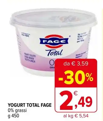 Iperal YOGURT TOTAL FAGE 0% grassi g 450 offerta