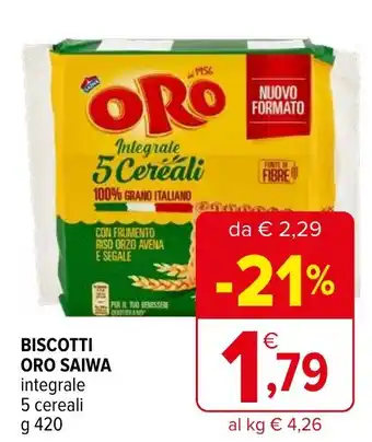 Iperal BISCOTTI ORO SAIWA integrale 5 cereali g 420 offerta