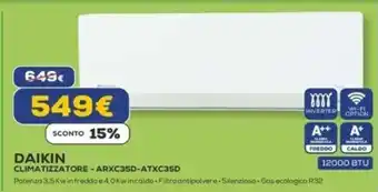 Euronics DAIKIN CLIMATIZZATORE - ARXC35D-ATXC35D offerta