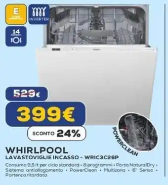 Euronics WHIRLPOOL LAVASTOVIGLIE INCASSO - WRIC3C26P offerta