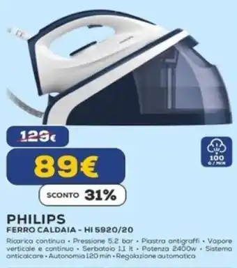 Euronics PHILIPS FERRO CALDAIA - HI 5920/20 offerta