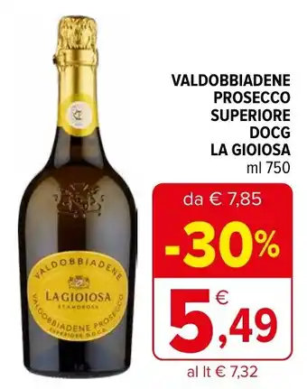 Iperal VALDOBBIADENE PROSECCO SUPERIORE DOCG LA GIOIOSA ml 750 offerta