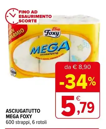 Iperal ASCIUGATUTTO MEGA FOXY 600 strappi, 6 rotoli offerta