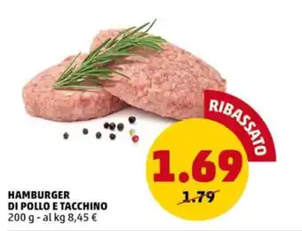 PENNY HAMBURGER DI POLLO E TACCHINO 200 g offerta