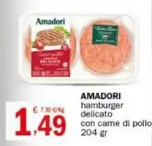 Crai AMADORI hamburger delicato con carne di pollo 204 gr offerta