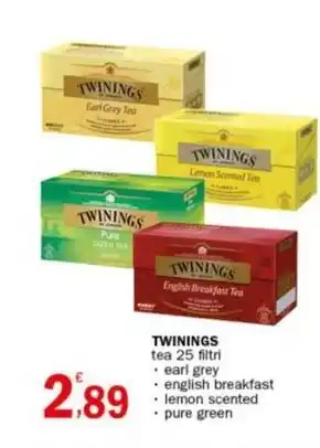 Crai TWININGS tea 25 filtri offerta