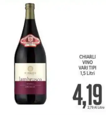 Supermercati Piccolo CHIARLI VINO VARI TIPI 1,5 Litri offerta