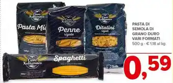 Todis PASTA DI SEMOLA DI GRANO DURO VARI FORMATI 500 g offerta