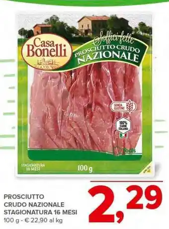 Todis PROSCIUTTO CRUDO NAZIONALE STAGIONATURA 16 MESI 100 g offerta