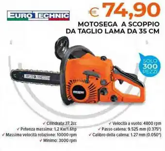 Todis MOTOSEGA A SCOPPIO DA TAGLIO LAMA DA 35 CM EUROTECHNIC offerta