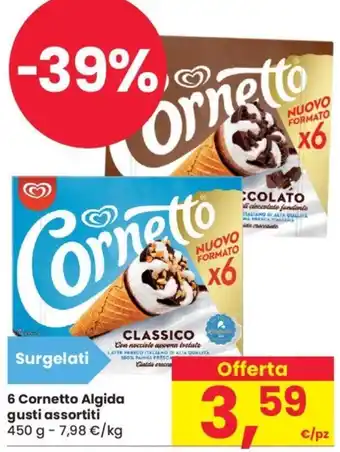 Despar 6 Cornetto Algida gusti assortiti 450 g offerta