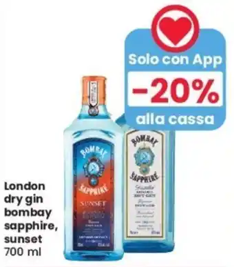 Despar London dry gin bombay sapphire, sunset 700 ml offerta